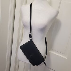 EC Steven Alan Black Leather Sling/ Crossbody Bag, Snap Close